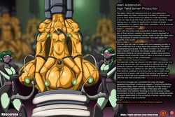 1girls alien alien_girl big_balls_small_penis dominatrix english_text female femdom gigantic_testicles latex male/female milking_machine neocorona penis_milking penis_milking_machine tagme vacuum vacuum_bed