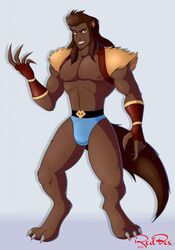 anthro disney fur gargoyles jackal jackal_(gargoyles) long_hair male male_only red-box shirtless solo solo_male speedo tagme tail underwear