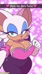 bat bimbo blue_eyeshadow breasts cleavage clothing female female_focus female_only huge_breasts makeup omegasunburst rouge_the_bat sega shortstack snapchat solo_female sonic_(series) tan thick_thighs thighs white_hair wide_hips wings