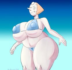 big_breasts bikini blue_eyes chubby gem_(species) mature_female orange_hair pearl_(steven_universe) pointy_nose smile steven_universe therammerscafe thick_thighs white_skin wide_hips