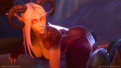 2020 3d black_dragonflight blizzard_entertainment blood_elf elf horns liryon_fireblood northrend original_character salsen3d scourge_(warcraft) storm_peaks val'kyr warcraft world_of_warcraft yuri