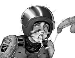 1boy 1girls after_deepthroat after_oral blowjob clothed cum_in_mouth deepthroat_mark facepaint fellatio female female_soldier helmet lipstick_mark lipstick_on_penis mira_(rainbow_six) oral rainbow_six rainbow_six_siege tears tom_clancy tongue_out uniform wrongnhoka