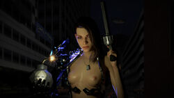 1girls 3d 3d_realms athletic bionic_arm bomb bombshell_(series) breast breasts brown_hair cybernetic_arm cybernetic_limb cybernetics cyborg dog_tags erect_nipples exposed_torso female female_only fingerless_gloves green_eyes human ion_fury long_hair mechanical_arm mostly_nude nipples nude prosthesis prosthetic prosthetic_arm pussy revolver robotic_arm shelly_harrison slim standing tactical_nudity thick_eyebrows topless