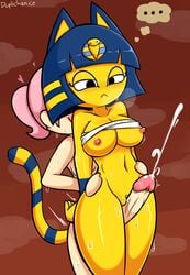 ... 1futa 1girls abs alternate_breast_size animal_crossing animal_crossing_girl animal_crossing_new_leaf ankha ankha_(animal_crossing) anthro bandages big_breasts blue_fur blue_hair breasts cat_ears cat_tail cum cumshot dickgirl duplichance egyptian egyptian_female ejaculation erection faceless faceless_character faceless_futanari feline female furry futa_mayor futa_on_female futanari half-closed_eyes heavy_breathing intersex interspecies larger_female nintendo penis pink_hair ponytail pussy size_difference stripes sweat tail text thick_thighs thigh_sex thigh_tail veins villager_(animal_crossing) watermark wet wide_hips yellow_fur yellow_skin