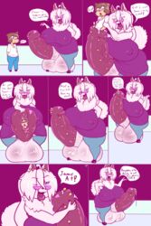 2:3 absurd_res anthro balls big_balls big_breasts big_penis breasts canid canine canis cock_vore comic desbjust dialogue domestic_dog english_text furry genitals hi_res huge_balls huge_breasts huge_cock husky hyper hyper_balls hyper_breasts hyper_genitalia hyper_penis intersex mammal nordic_sled_dog penile penis rika spitz text vore