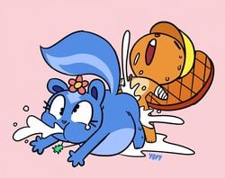 ahe_gao anthro beaver big_belly blue_fur bodily_fluids brown_fur crying cum cum_all_the_way_through cum_from_mouth cum_inflated_belly cum_inflation cum_inside cum_out_mouth cum_overflow cum_through cumflated_belly cumflation cute excessive_cum flower furry handy handy_(htf) happy_tree_friends hyper inflation necklace orange_fur petunia petunia_(htf) semen sex skunk straight sweat tagme tree what yopy