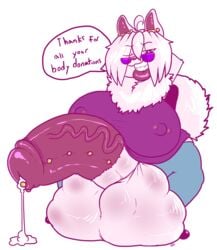 alpha_channel anthro balls big_balls big_breasts big_penis breasts canid canine canis cock_vore desbjust dialogue domestic_dog furry futanari genitals hi_res huge_balls huge_breasts huge_cock husky hyper hyper_balls hyper_breasts hyper_genitalia hyper_penis intersex mammal nordic_sled_dog penile penis rika spitz vore