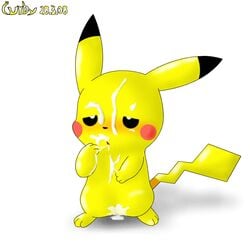 after_sex color cum curby female female_only feral front_view fur nintendo pikachu pokemon solo standing tagme