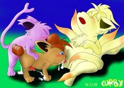 curby espeon fur furry_tail multiple_tails ninetales nintendo pokemon pokemon_(species) straight_hair tail vulpix