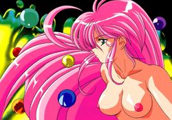 1girls 90s areolae ball breasts eyebrows_visible_through_hair female female_only floating floating_object green_eyes highres leeza_(viper) long_hair medium_breasts nakamura_ken'ichirou_(peroguritei) nipples nude official_art pink_hair sideboob sogna solo very_long_hair viper_(series) viper_v8