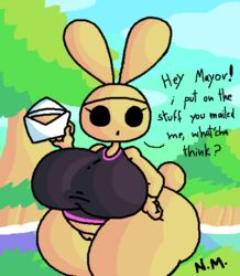 animal_crossing big_ass big_belly big_breasts big_butt bottomless bunny bunny_ear bunny_ears bunny_girl bunny_tail chubby chubby_female coco_(animal_crossing) colorful dialogue english_text female furry furry_only half-dressed half_naked large_ass large_breasts larger_female nintendo no_panties only_top pussy showing_off sleepyslut tail tank_top text thick thick_ass thick_legs thick_thighs topwear wide_hips