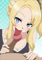 atelier_gons blonde_hair blowjob blue_eyes censored fellatio oral seishun_buta_yarou_wa_bunny_girl_senpai_no_yume_wo_minai tongue tongue_out tonguejob toyohama_nodoka