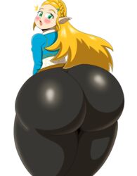 1girls ass big_ass black_leggings blonde_hair blush breath_of_the_wild bubble_ass bubble_butt elf_ears female full_of_gas green_eyes huge_ass huge_thighs hyper_ass large_ass leggings long_ears long_hair looking_back mechspazer nintendo pale-skinned_female pale_skin pointy_ears princess_zelda smelly_ass solo surprised the_legend_of_zelda thick_ass thick_thighs tight_clothing voluptuous white_background yoga_pants zelda_(breath_of_the_wild)