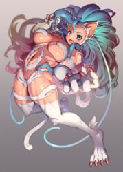 1girls big_breasts blue_hair breasts cat_ears catgirl cleavage darkstalkers felicia_(darkstalkers) female female_only fur grey_background hair large_breasts looking_at_viewer medium_breasts simple_background solo tagme white_fur yana_(nekoarashi)