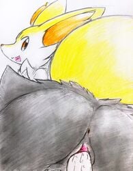 1boy 1girls 2020 anthro anthrofied anus black_body black_fur braixen canine chest_tuft colored_pencil_(artwork) duo eiroru female female_penetrated fox fur furry hi_res inner_ear_fluff interspecies looking_at_viewer looking_back male male_penetrating male_penetrating_female nintendo open_mouth penetration penis pokémon_(species) pokemon pokemon_(species) pokemon_xy pussy red_body red_fur sex sketch snout thick_thighs traditional_media_(artwork) tuft vaginal_penetration video_games wet white_body white_fur wide_hips yellow_body yellow_fur