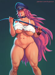 1girls abs big_breasts breasts cleavage erect_nipples female female_only final_fight kupocun large_breasts muscles muscular muscular_female nipples poison_(final_fight) pussy solo street_fighter thick_thighs underboob wide_hips