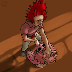 1boy 1girls barefoot big_penis black_sclera blowjob closed_eyes clothed_male_nude_female deep_blowjob eijirou_kirishima eye_contact fanon_couple fellatio female fringe hand_on_another's_head hand_on_head hands-free horns kirimina kneeling light_skin long_penis male medium_hair mina_ashido mrguy820 my_hero_academia oral oral_sex penis petite pink_hair pink_skin pubic_hair red_hair saliva schoolgirl short_hair soles submissive_female throat_penetration yellow_eyes