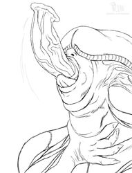 alien alien_(franchise) anthro big_penis biomechanical biosuit choking deep_throat deepthroat dickgirl erection female full_body_suit futa_only futanari glans helmet horse_penis horsecock intersex licking long_penis penis sketch sucking tongue tongue_out urethra wetlaw white_skin xenomorph