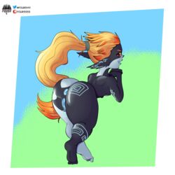 1:1 1girls absurd_res anus ass big_butt black_body black_skin breasts feet female fours_(artist) glowing glowing_genitalia hair hi_res humanoid markings midna nintendo no_helmet_imp_midna orange_hair presenting presenting_anus pussy shortstack side_boob soles solo text the_legend_of_zelda thick_thighs toes twili twilight_princess url video_games watermark wide_hips