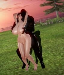 3d ass big_ass big_penis brick_render dark-skinned_male dark_skin final_fantasy final_fantasy_vii interracial large_breasts large_penis leg_lift muscular_male nude tifa_lockhart vaginal_penetration