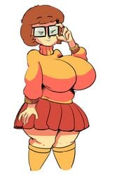 1girls elchilenito female_only glasses hanna-barbera huge_breasts nerd rough_sketch scooby-doo tagme velma_dinkley white_background