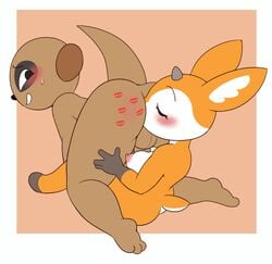 aggressive_retsuko anal antelope anthro ass balls blush bovid breasts chief_komiya closed_eyes duo female fur furry furry_only gazelle genitals herpestid hi_res kiss_mark kissing looking_back male male/female male_anilingus mammal meerkat nude oral penis pururing rimming sanrio sex smooth_fur straight tsunoda