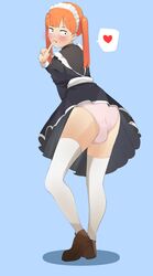 1boy androgynous ass blush bulge crossdressing femboy feminine_male finger_in_mouth girly heart komi-san_wa_komyushou_desu looking_back maid maid_headdress maid_uniform orange_hair otokonoko panties panty_bulge pink_panties shoes solo tadano_hitohito testicle_bulge thighhighs tied_hair trap trapdano twintails