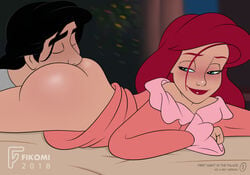 1boy 1girls analingus anus ariel ass ass_worship barefoot bed bed_sheet bedroom blue_eyes blush bottomless bottomless_female breasts canon_couple clothing disney female fikomi half-dressed happy laying_down licking licking_ass long_hair looking_back looking_pleasured male moaning naked nipples oral pleasure_face prince_eric red_hair red_lipstick rimjob rimming skinny small_breasts speech_bubble sweat sweatdrop tagme the_little_mermaid tongue_in_anus