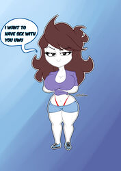 english_text huge_breasts huge_hips jaiden jaiden_animations mini_short richdraw small text thong youtube youtuber