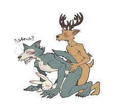 all_fours ambiguous_penetration anal anal_sex anthro anthro_on_anthro anthro_penetrated anthro_penetrating anthro_penetrating_anthro antlers balls_deep beastars big_dom_small_sub bisexual bisexual_sandwich blush bodily_fluids brown_body brown_fur canid canine canis cervid cervine closed_eyes doggy_style dwarf_rabbit fangs female from_behind_position fur grey_body grey_fur group group_sex hand_on_hip haru_(beastars) horn japanese_text lagomorph legoshi_(beastars) leporid louis_(beastars) male male/male mammal mounting open_mouth penetration penile penile_penetration rabbit red_deer sandwich_position sex sharp_teeth shirako side_view signature size_difference small_dom_big_sub straight sweat teeth text threesome train_position white_body white_fur wolf