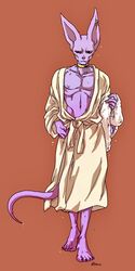 abs anthro beerus dragon_ball dragon_ball_super dragon_ball_z feline flexing furry male_only manga moist muscular muscular_male nipples obliques pecs solo solo_male wet