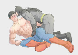 2boys abs ass bara batman batman_(series) blush bruce_wayne clark_kent dc dc_comics ear_licking evinist gay justice_league licking licking_ear male male/male male_only muscles muscular muscular_male pectorals superman superman_(series) tagme yaoi