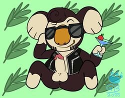 2020 animal_crossing anthro anus ass balls biped boner bunnybara chibi erection eugene_(animal_crossing) eyewear genitals hi_res humanoid_genitalia humanoid_penis koala male male_only mammal marsupial nintendo penis solo sunglasses video_games vombatiform