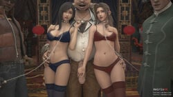 2girls 3boys 3d aerith_gainsborough amiris4 bondage bra collar don_corneo erection female femsub final_fantasy final_fantasy_vii leash looking_at_viewer male multiple_subs panties penis restrained sex_slave slave slave_collar slavegirl square_enix thighhighs tifa_lockhart underwear