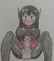 asta_(crap_man) asta_rindo black_hair breasts futanari igross mob_face penis torn_clothes traditional_media_(artwork)