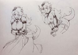 alternate_breast_size alternate_species animal_humanoid big_breasts black_and_white bowsette bowsette_(concept) breasts claws cleavage clothed clothing corset dress duo erection faceless_male fellatio female female_focus female_penetrated genitals grin humanoid humanoidized koopa_humanoid legwear lingerie male male_penetrating male_penetrating_female mario_(series) monochrome mtf_crossgender nintendo one_eye_closed oral oral_penetration penetration penile penis possession princess_peach pubes scalie scalie_humanoid sex sketch smile solo_focus spiked_tail spikes stockings straight super_mario_odyssey topwear twistedterra video_games wink