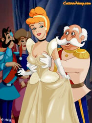 1boy 1girls age_difference audience ballroom being_watched blonde_hair breast_grab breasts cartoonvalley.com cinderella_(1950_film) cinderella_(disney) disney disney_princess disney_villains epaulettes female from_behind glass_slipper gloves grabbing_from_behind helg king lady_tremaine male moustache old_man older_male royalty stepdaughter stepmother the_grand_duke the_king_(cinderella) uniform white_hair younger_female