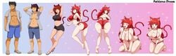 1boy 1girls ass_expansion bikini breast_expansion breasts cat_humanoid catgirl eye_color_change female gender_transformation hair_color_change hair_growth hopetg human_to_anthro mtf_transformation neko patdarux patdarux_dream red_bikini red_hair rule_63 skin_color_change tail_growth thigh_expansion transformation transformation_sequence