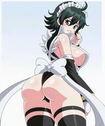 animated big_breasts big_butt black_hair butt female iroha lewdamone male nipples nipples_visible_through_clothing samurai_shodown short_hair spanked_butt spanking straight