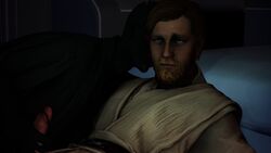 2boys 3d alien alien/human beard blue_eyes brown_hair clothed clothing darth_maul duo erection facial_hair gay handjob holding_penis human humanoid interspecies kissing_neck male male_focus mustache obi-wan_kenobi red_skin robe solo_focus star_wars yaoi zabrak