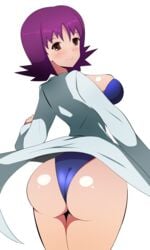 1girls 2018 alternate_breast_size ass back big_ass big_breasts blushing breasts brown_eyes bubble_butt curvaceous eye_contact female halubato huge_ass huge_breasts huge_thighs human labcoat looking_at_viewer mature_female nintendo pale-skinned_female pale_skin philena_ivy pokemon pokemon_professor pokemon_rgby purple_hair shiny_skin short_hair sideboob smile swimsuit thick_ass thick_thighs thighs white_background wide_hips