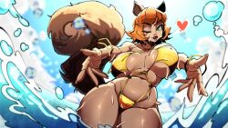 1girls bare_arms bare_legs bare_shoulders bare_thighs big_breasts bikini bikini_bottom bikini_top clothed clothing color female female_focus female_only hi_res kingmegart large_breasts light-skinned_female light_skin marvel marvel_rivals orange_hair short_hair solo solo_female squirrel squirrel_girl_(marvel) squirrel_girl_(marvel_rivals) tagme thick_thighs water