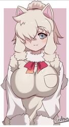 1girls alpaca alpaca_suri_(kemono_friends) animal_ears artist_request big_breasts breasts busty clothed cute female female_only hair_over_one_eye kemono_friends large_breasts latina light-skinned_female light_skin owo peruvian_female solo tagme
