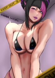 1girls adult adult_female almost_naked almost_nude bare_arms bare_belly bare_chest bare_hands bare_midriff bare_navel bare_shoulders bare_skin belly belly_button bikini bikini_bottom bikini_only bikini_top black_bikini black_bikini_top black_hair black_hair_female black_string_bikini black_swimsuit black_swimwear blank_expression blank_eyes blank_stare blue_eyes blue_eyes_female breasts capcom cleavage collarbone diagonal_bangs digital digital_art digital_drawing digital_drawing_(artwork) digital_media digital_media_(artwork) emotionless exposed_arms exposed_belly exposed_chest exposed_midriff exposed_navel exposed_shoulders exposed_skin eyebrows_visible_through_hair female female_focus female_only hair_over_one_eye halterneck head_tilt heterochromia high_resolution highres juri_han lean_figure lips looking_at_viewer looking_down looking_down_at_viewer mature mature_female medium_breasts midriff mostly_nude multicolored_hair naked naked_female naked_woman narrow_waist navel nearly_nude neutral_expression nude nude_female nudity pink_eyes pink_eyes_female pink_hair pink_hair_female practically_nude sdbh_satopu short_hair shoulders simple_background slender_body slender_waist slim_waist solo standing street_fighter string_bikini swimsuit swimwear tilted_head upper_body