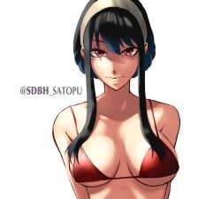 1girls adoptive_mother adult_female bare_arms bare_chest bare_midriff bare_shoulders bare_skin bikini bikini_only bikini_top black_hair black_hair_female blank_expression blank_eyes blank_stare breasts collarbone digital digital_art digital_drawing digital_drawing_(artwork) digital_media digital_media_(artwork) earrings emotionless exposed_arms exposed_chest exposed_midriff exposed_shoulders exposed_skin female female_focus female_only hair_between_eyes hairband half_naked half_nude halterneck high_resolution highres lean_figure lips long_hair looking_at_viewer medium_breasts midriff milf naked naked_female naked_woman narrow_waist neutral_expression nude nude_female nudity red_bikini red_bikini_top red_eyes red_eyes_female red_string_bikini red_swimsuit red_swimwear sdbh_satopu semi_nude shoulders sidelocks simple_background slender_body slender_waist slim_waist solo spy_x_family standing string_bikini swimsuit swimwear upper_body white_background white_hairband yor_briar yor_forger