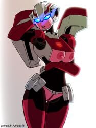 arcee mechavee robot_girl showing_breasts transformers transformers_animated