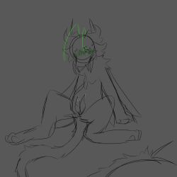 bodily_fluids borealis_bug borealis_bugs bug cum furry grub_borealisbug insect_wings insectoid legs_apart looking_down looking_pleasured sketch two_dicks
