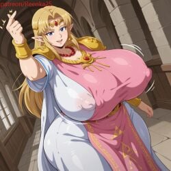 1girls ai ai_generated arm_up armor big_ass big_breasts blonde_hair blue_eyes breasts castle circlet dratvan_(style) dress earrings erect_nipples hallway huge_ass huge_breasts hyper_breasts jewelry necklace nintendo open_mouth pink_tabard princess_zelda reenka25 shoulder_armor skindentation smile snapping_fingers tabard the_legend_of_zelda thick thick_ass thick_thighs tiara triforce white_dress