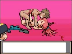 1girls 2boys 2d accurate_art_style animated brock_(pokemon) bystander completely_nude completely_nude_male dialogue ethan_(pokemon) female flannery_(pokemon) heart interrupted longer_than_10_seconds male missionary missionary_position missionary_sex nude nude_female nude_male penetration penis penis_in_pussy piledriver_position pixel_animation pixel_art pokemon pokemon_gsc pokemon_oras pussy sex shorter_than_20_seconds spiky_hair straight straight_sex tagme text thrusting thrusting_into_pussy turtle_sausage vaginal_penetration vaginal_sex video
