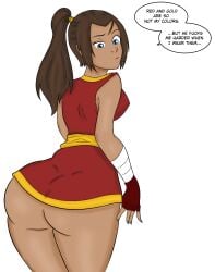 ass ass_focus avatar_the_last_airbender back_view bandages bare_shoulders big_breasts blue_eyes blue_nail_polish blue_nails breasts brown-skinned_female brown_hair butt butt_crack covered_nipples dark-skinned_female dark_skin dirty_talk dress english_text eyelashes fat_ass fat_butt female female_focus female_only fingerless_gloves from_behind gloves high_ponytail huge_ass large_ass long_hair looking_back medium_breasts microdress nail_bolish no_background no_panties painted_fingernails painted_nails ponytail raised_eyebrow red_dress red_gloves rule_63 s sash short_dress simple_background sleeveless sleeveless_dress sokka solo solo_female solo_focus themightfenek thick_thighs thighs tribal wide_hips